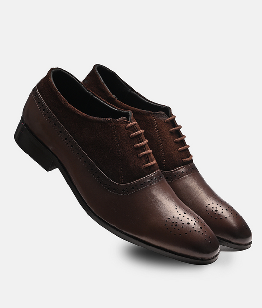 Stylish Leather Brogues Oxford Laceup Shoes | Brown