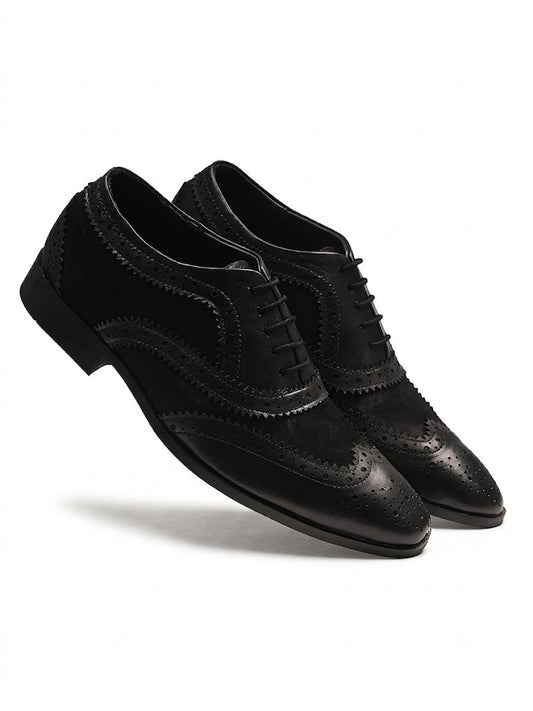 Comfortable Leather Brogues Oxford Laceup Shoes | Black